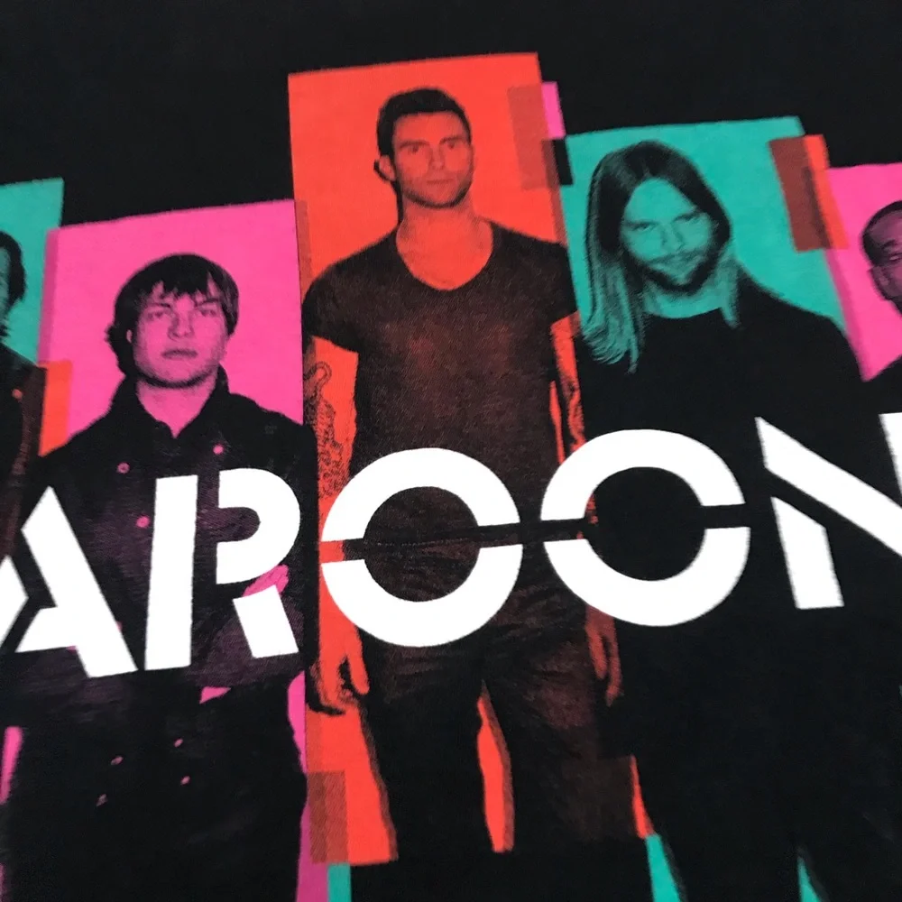 🎸 ‘13 Maroon 5 Maroon Five Band World Tour Columned Colors Tee Shirt - Picture 6 of 14